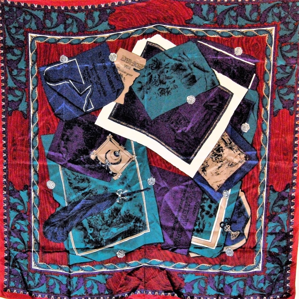 Gorgeous Ginnie Johansen Scarf Deep Plum Red Teal